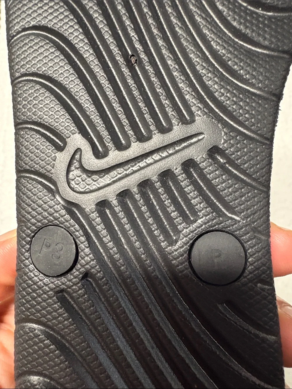 Nike size 3 All-Black Textured Thong Sandals